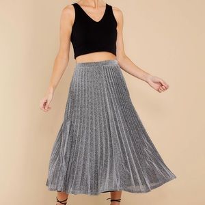 NWT Pleated Silver Midi Skirt - RED DRESS